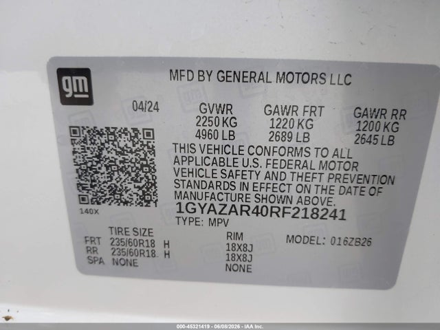 Aukcja sprzedaży 2024 Cadillac Xt4 Fwd Luxury, vin: 1GYAZAR40RF218241, numer aukcji: 45321419