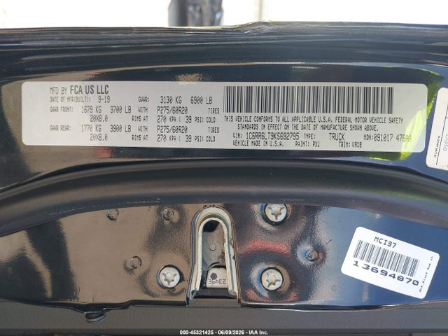 Aukcja sprzedaży 2019 Ram 1500 Classic, vin: 1C6RR6LT9KS692795, numer aukcji: 45321425