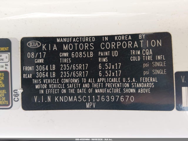 KIA Sedona L 2018 KNDMA5C11J6397670 Image 9