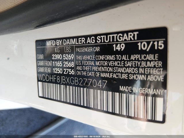 45321505 :رقم المزاد ، WDDHF8JBXGB277047 vin ، 2016 Mercedes-benz E 350 4matic مزاد بيع