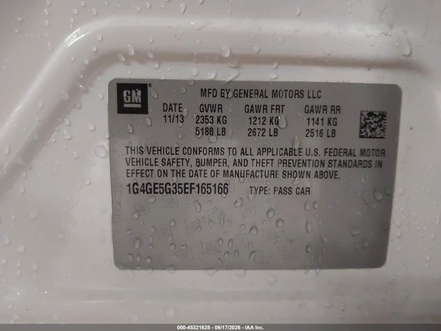 Aukcja sprzedaży 2014 Buick Lacrosse Premium I Group, vin: 1G4GE5G35EF165166, numer aukcji: 45321628