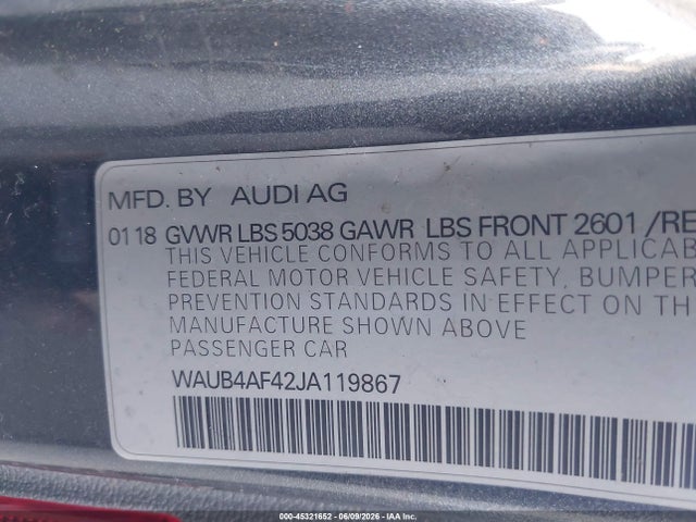 Audi S4 3.0t Premium Plus 2018 WAUB4AF42JA119867 Image 9