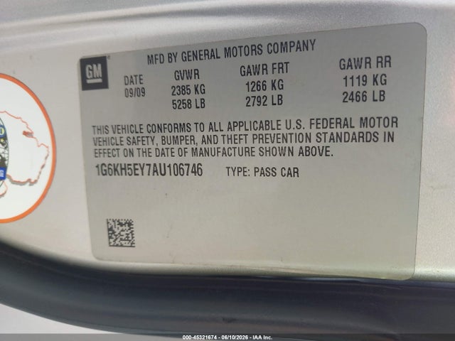 Auction sale of the 2010 Cadillac Dts, vin: 1G6KH5EY7AU106746, lot number: 45321674