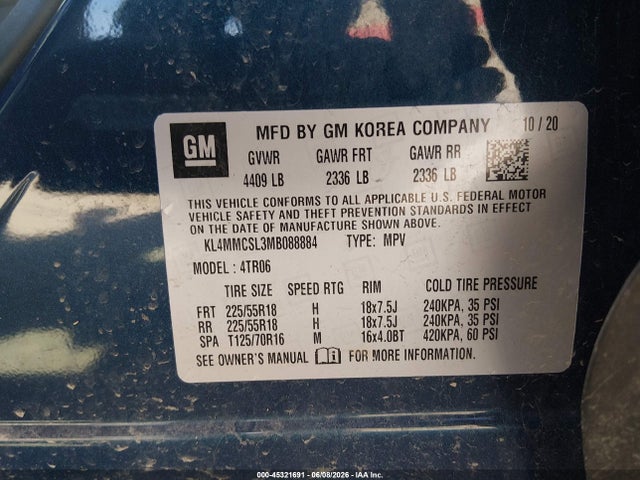 Aukcja sprzedaży 2021 Buick Encore Gx Awd Preferred, vin: KL4MMCSL3MB088884, numer aukcji: 45321691