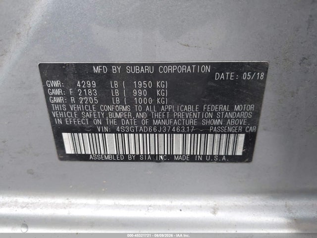Subaru Impreza 2.0i Premium 2018 4S3GTAD66J3746317 Image 9