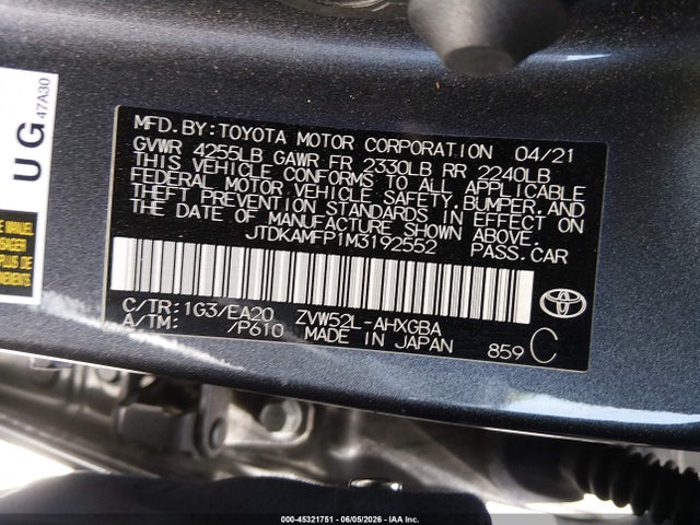 JTDKAMFP1M3192552 Toyota Prius Prime Xle