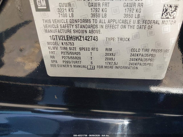 1GTV2LEH9HZ142743 GMC SIERRA 1500