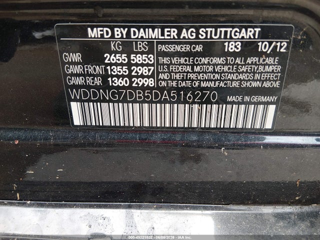 45321802 :رقم المزاد ، WDDNG7DB5DA516270 vin ، 2013 Mercedes-benz S 550 مزاد بيع
