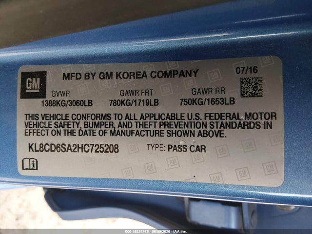 Chevrolet Spark 1lt Cvt 2017 KL8CD6SA2HC725208 Image 9