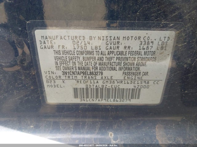 Nissan Versa 1.6 Sv 2014 3N1CN7AP9EL863279 Image 9