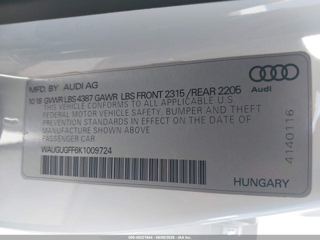 WAUGUGFF6K1009724 Audi A3 40 Premium