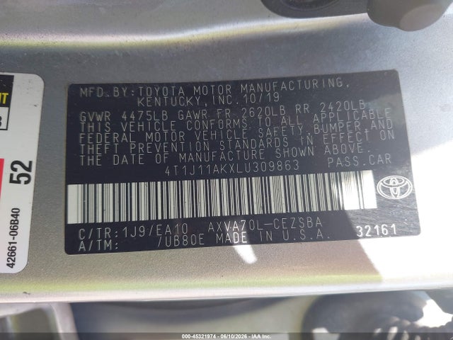 4T1J11AKXLU309863 Toyota CAMRY SE