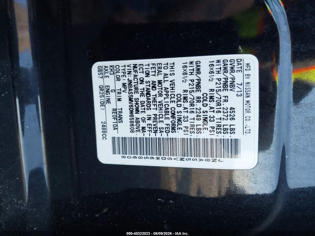 Aukcja sprzedaży 2013 Nissan Rogue S, vin: JN8AS5MV6DW658608, numer aukcji: 45322023