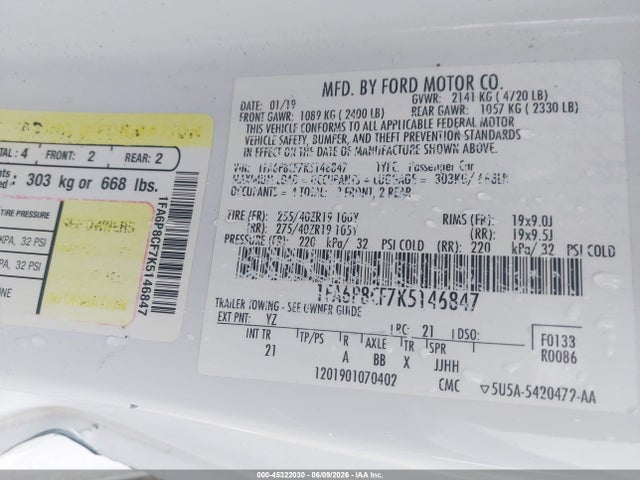 Aukcja sprzedaży 2019 Ford Mustang Gt, vin: 1FA6P8CF7K5146847, numer aukcji: 45322030