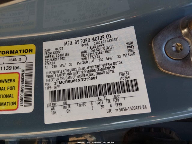 3FMCR9B66NRD39681 Ford Bronco Sport Big Bend