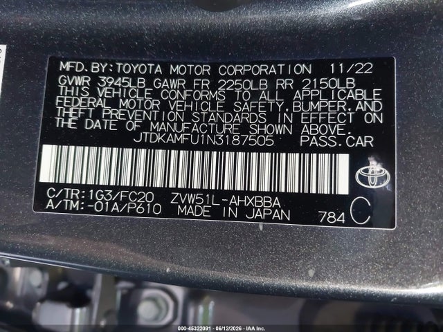 Toyota Prius L 2022 JTDKAMFU1N3187505 Image 9