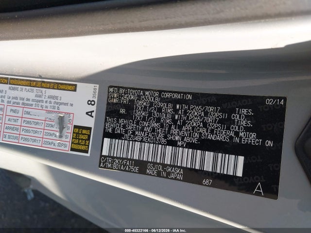 Toyota FJ Cruiser 2014 JTEZU4BFXEK013785 Image 9