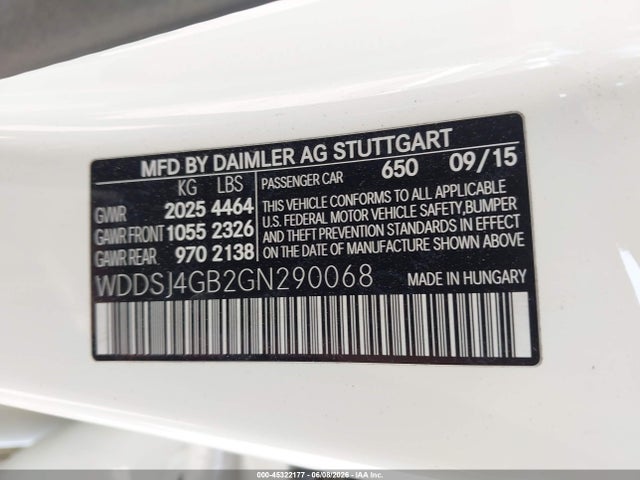 Продажа на аукционе авто 2016 Mercedes-benz Cla 250 4matic, vin: WDDSJ4GB2GN290068, номер лота: 45322177