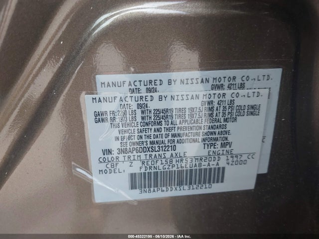 Aukcja sprzedaży 2025 Nissan Kicks Sr Intelligent Awd, vin: 3N8AP6DDXSL312210, numer aukcji: 45322195