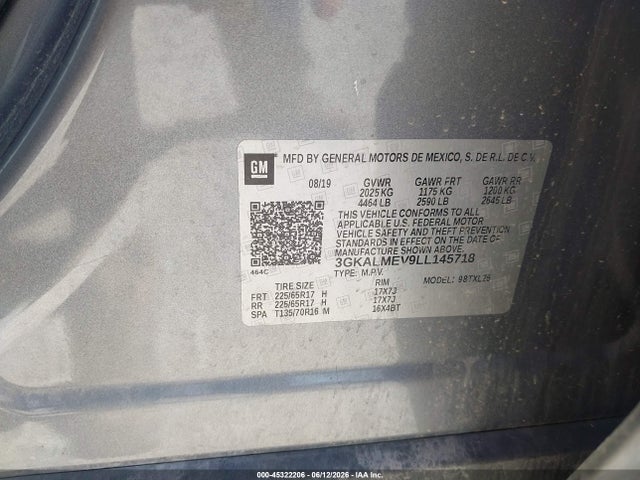 45322206 :رقم المزاد ، 3GKALMEV9LL145718 vin ، 2020 Gmc Terrain Fwd Sle مزاد بيع