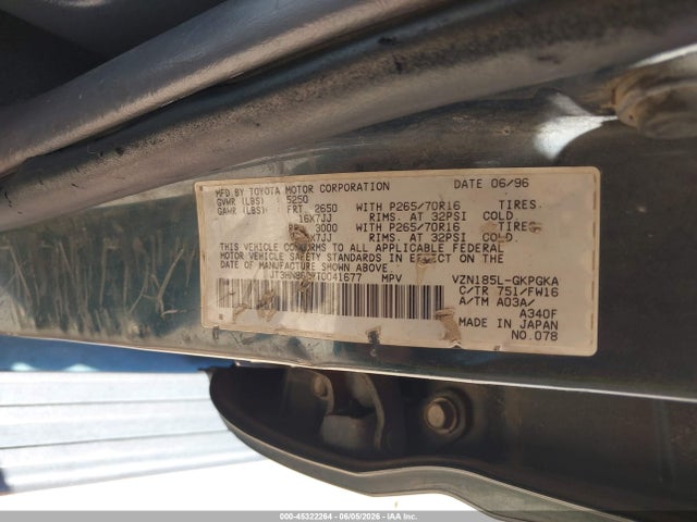 Aukcja sprzedaży 1996 Toyota 4runner Sr5, vin: JT3HN86R7T0041677, numer aukcji: 45322264