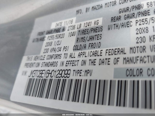JM3TCBEY6H0129099 Mazda Cx-9 Signature
