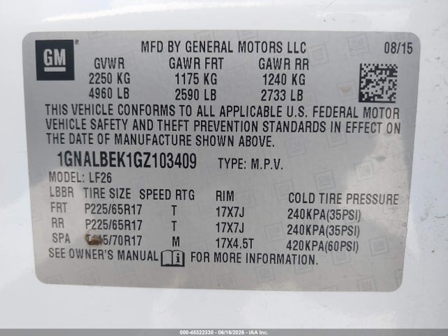 Chevrolet EQUINOX LS 2016 1GNALBEK1GZ103409 Image 9