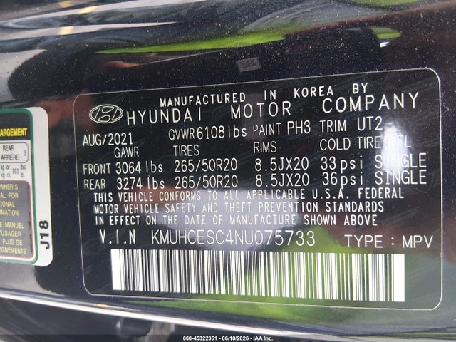Aukcja sprzedaży 2022 Genesis Gv80 3.5t Awd, vin: KMUHCESC4NU075733, numer aukcji: 45322351
