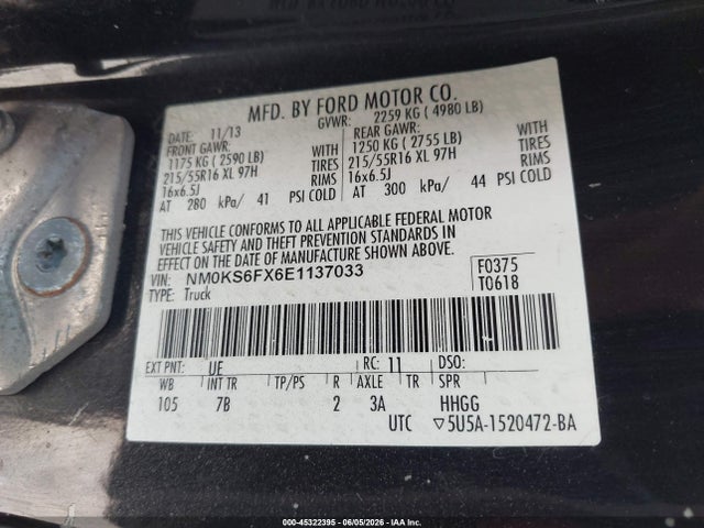 Продажа на аукционе авто 2014 Ford Transit Connect Xlt, vin: NM0KS6FX6E1137033, номер лота: 45322395
