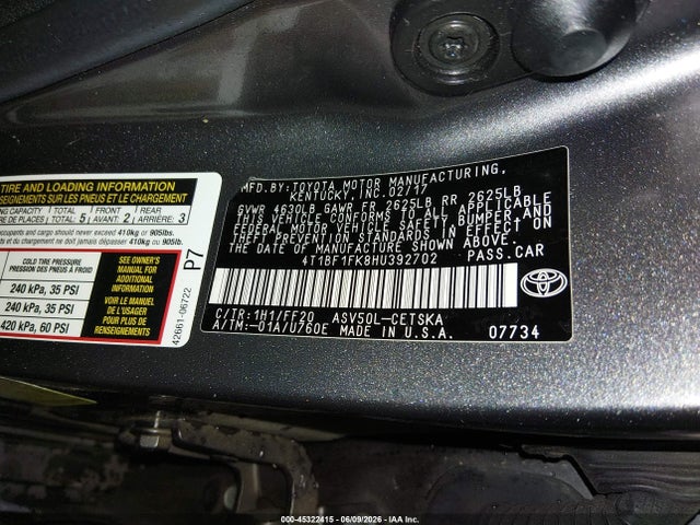 Toyota CAMRY SE 2017 4T1BF1FK8HU392702 Image 9