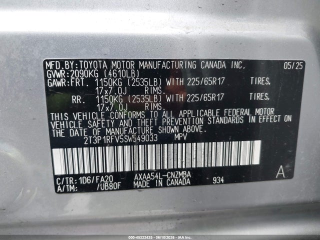 2T3P1RFV5SW549033 Toyota Rav4 Xle