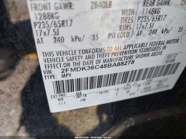 Продажа на аукционе авто 2008 Ford Edge Se, vin: 2FMDK36C48BA88278, номер лота: 45322566