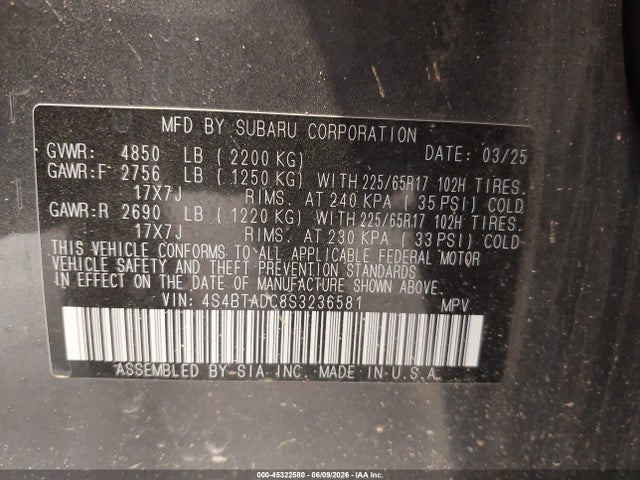 4S4BTADC8S3236581 Subaru Outback Premium
