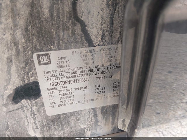 1GCGTDEN0H1265377 Chevrolet Colorado Z71