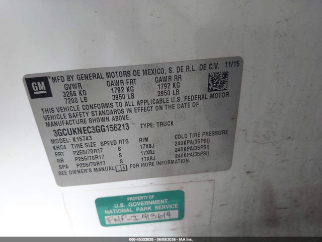 3GCUKNEC3GG156213 Chevrolet Silverado 1500 Wt