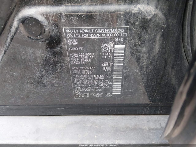45322690 :رقم المزاد ، KNMAT2MV8FP542928 vin ، 2015 Nissan Rogue S مزاد بيع