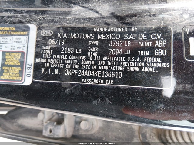 KIA Forte Lxs 2019 3KPF24AD4KE136610 Image 9