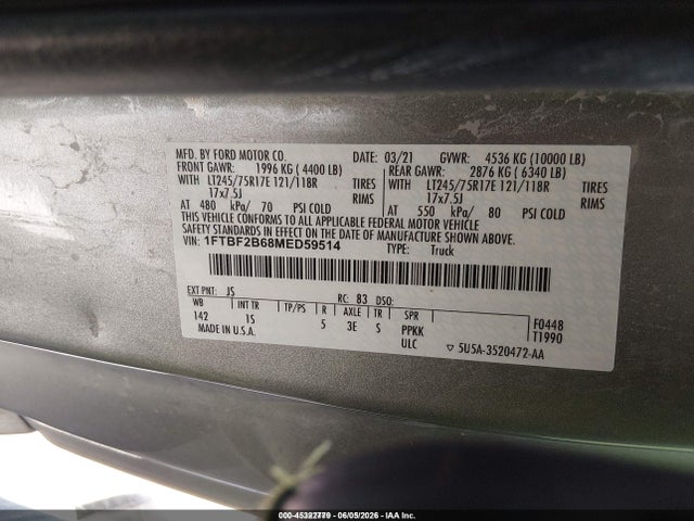 1FTBF2B68MED59514 Ford F-250 Xl