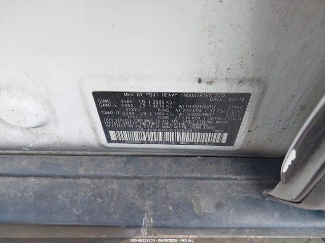 Продажа на аукционе авто 2014 Subaru Outback 2.5i, vin: 4S4BRBAC6E3292998, номер лота: 45322805