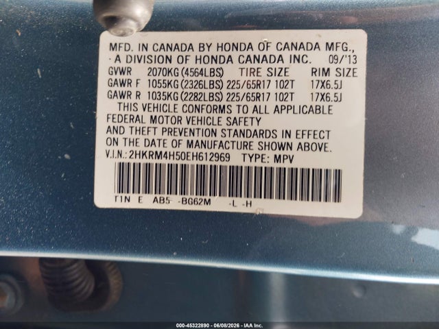 Honda CR-V EX 2014 2HKRM4H50EH612969 Image 9