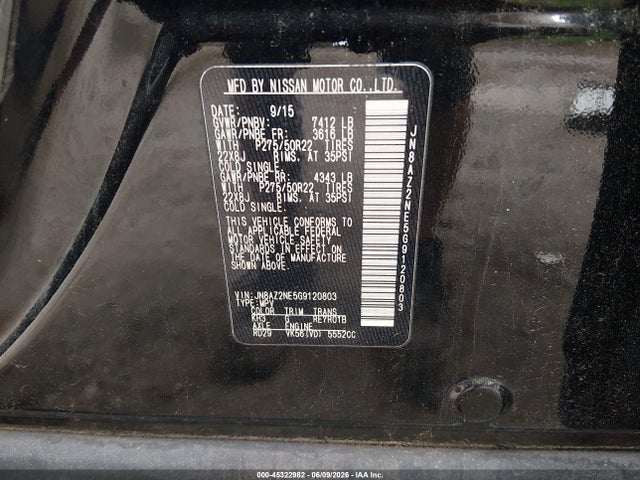 45322982 :رقم المزاد ، JN8AZ2NE5G9120803 vin ، 2016 Infiniti Qx80 Limited مزاد بيع