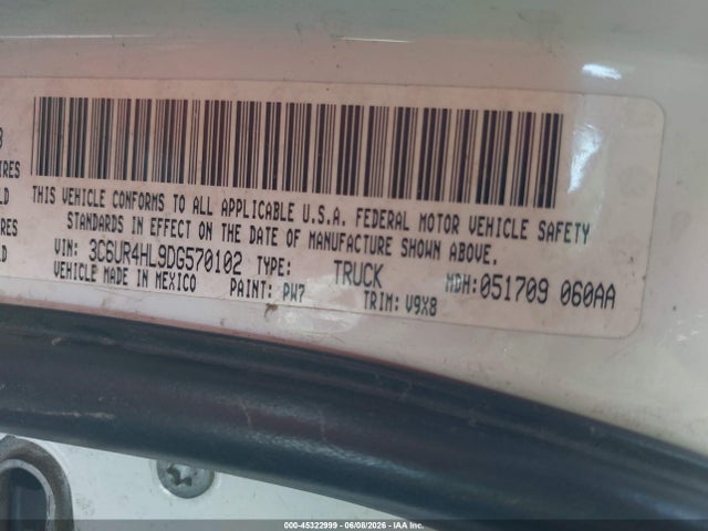 2013 Ram 2500 Tradesman მანქანა იყიდება აუქციონზე, vin: 3C6UR4HL9DG570102, აუქციონის ნომერი: 45322999