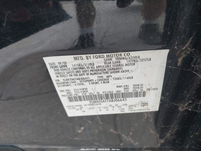 2010 Lincoln Mkt Ecoboost მანქანა იყიდება აუქციონზე, vin: 2LMHJ5AT7ABJ06645, აუქციონის ნომერი: 45323021