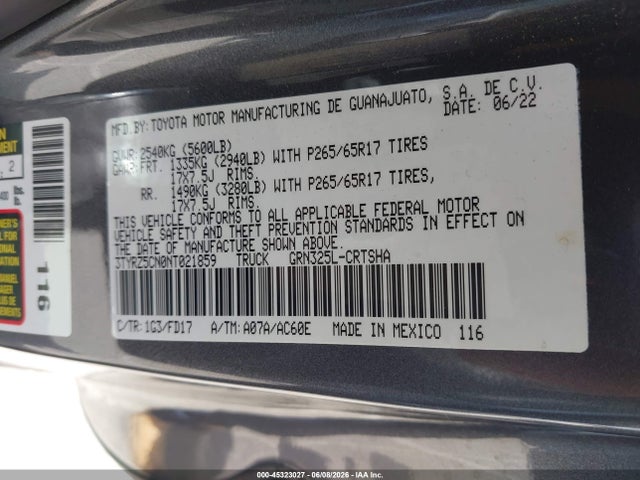 3TYRZ5CN0NT021859 Toyota Tacoma Trd Sport