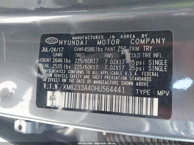 Hyundai TUCSON SE 2017 KM8J33A40HU564441 Image 9