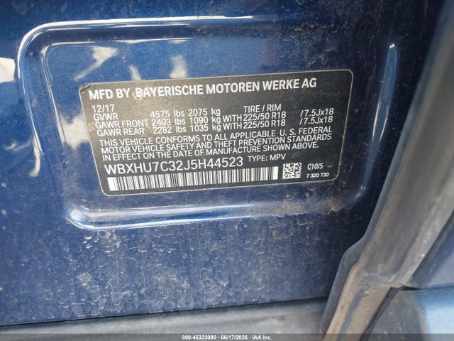 Aukcja sprzedaży 2018 Bmw X1 Sdrive28i, vin: WBXHU7C32J5H44523, numer aukcji: 45323090