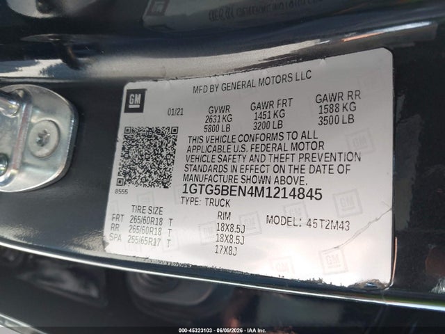 GMC Canyon 2wd Short Box Elevation Standard 2021 1GTG5BEN4M1214845 Image 9
