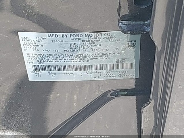 Aukcja sprzedaży 2010 Ford Edge Limited, vin: 2FMDK3KC1ABA68338, numer aukcji: 45323142