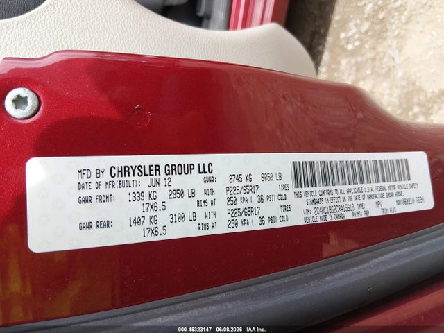 Продаж на аукціоні авто 2012 Chrysler Town & Country Touring, vin: 2C4RC1BG2CR415619, номер лоту: 45323147