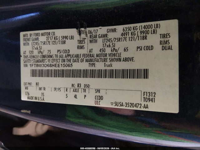 Ford F-350 Xl 2017 1FT8W3D68HEE15065 Image 9